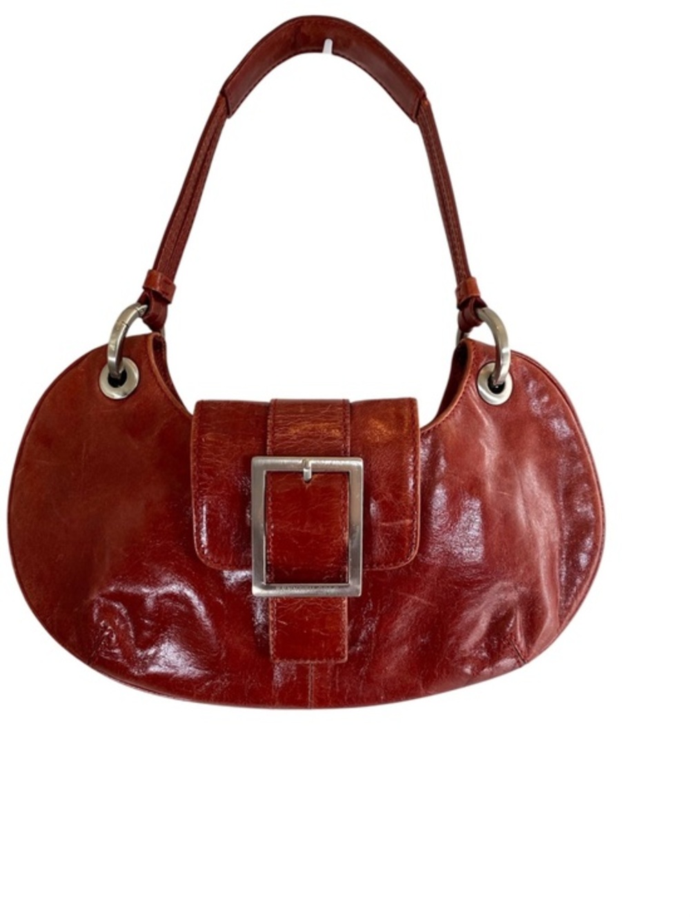 KENNETH COLE NEW YORK Crescent-Shaped Vintage Y2K Leather Hobo Shoulder Bag